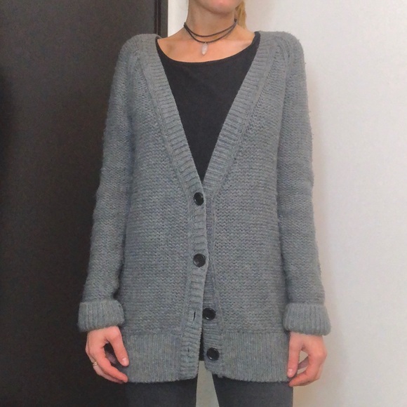 Talula Sweaters - Talula Gray Wool Button Down Cardigan